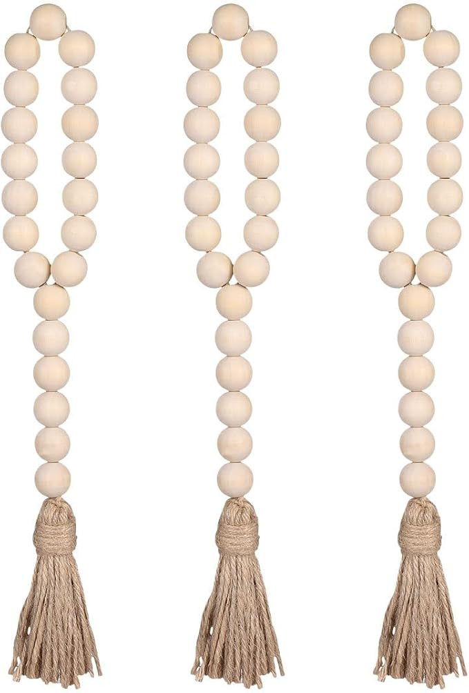 Garneck Wood Bead Garland,Farmhouse Tassels Beads, Rustic Country Decor Prayer Beads for Home Doo... | Amazon (US)