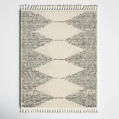 Reserve Trellis Shag Area Rug for Living Room Bedroom Dining Room Nursery, Off White/Charcoal | Wayfair North America
