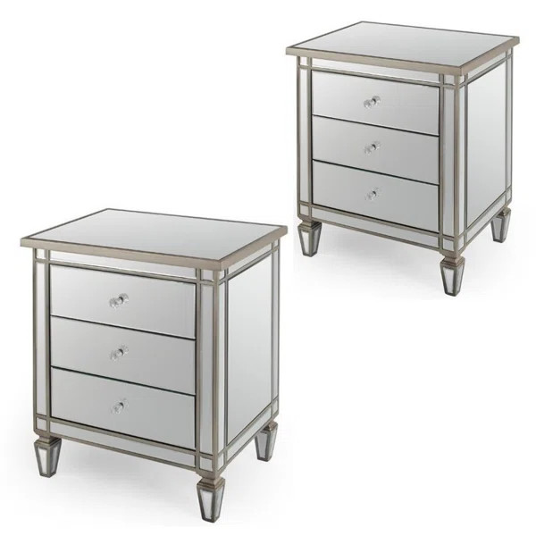 3 - Drawer Nightstand in Mirror (Set of 2) | Wayfair North America