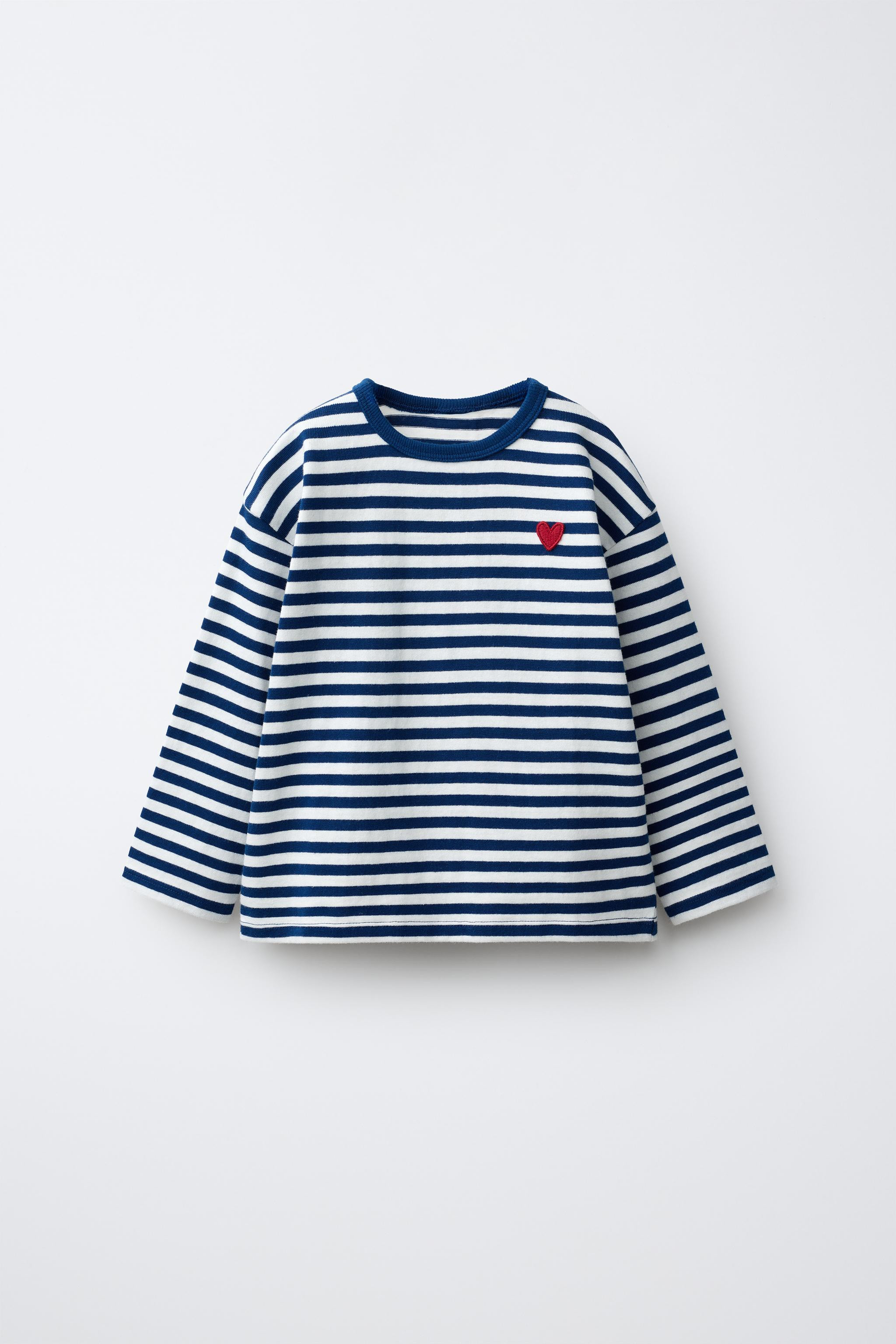 EMBROIDERED HEART STRIPED T-SHIRT | Zara US