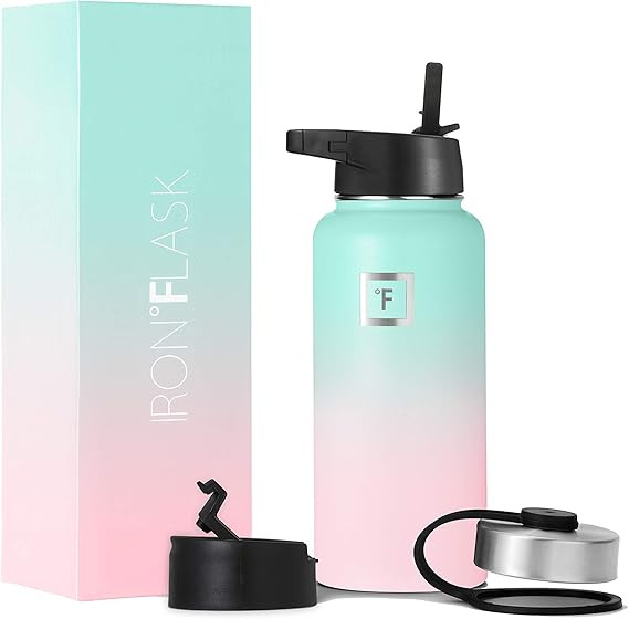 Iron Flask Sports Water Bottle - 32 Oz, 3 Lids (Straw Lid), Leak Proof, Vacuum Insulated Stainles... | Amazon (US)