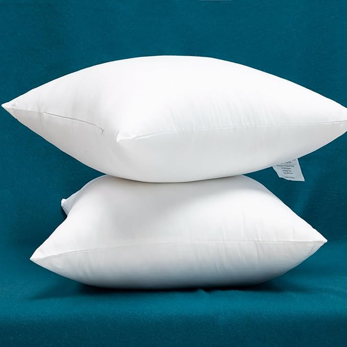 Extra Full and Thick Set of 2 Cotton Fabric Plump Throw Pillow Inserts, Down Alternative Decorati... | Amazon (US)