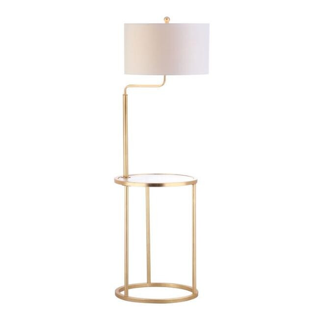 Gold and Glass Clare Floor Lamp with Table | World Market