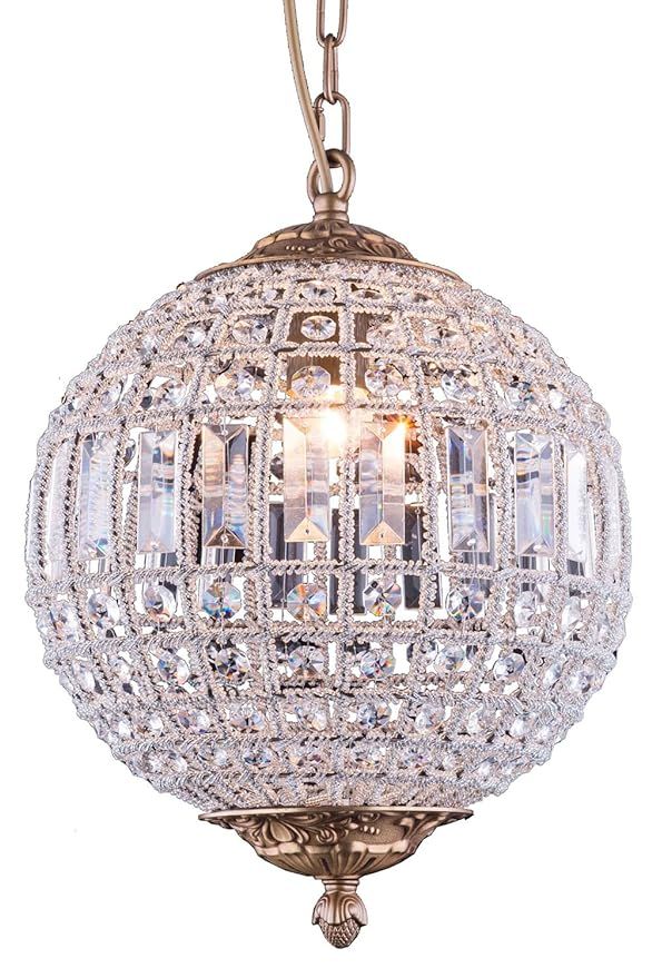 Elegant Lighting Olivia Collection 1-Light Pendant Lamp with Royal Cut Crystals, French Gold Finish | Amazon (US)