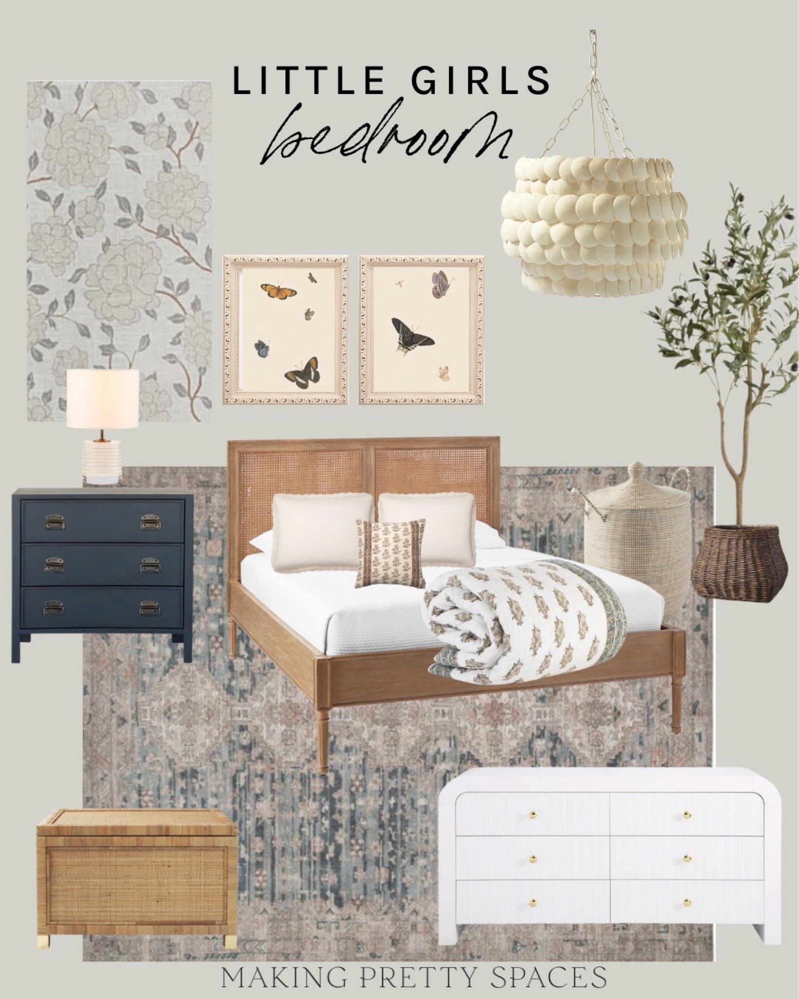 Girls bedroom mood board!
Serena & Lily, cane bed, rattan trunk, white dresser, Wayfair, butterflies, amazon, olive tree, Target, quilt, chandelier, crystal lamp

#LTKstyletip #LTKhome #LTKkids