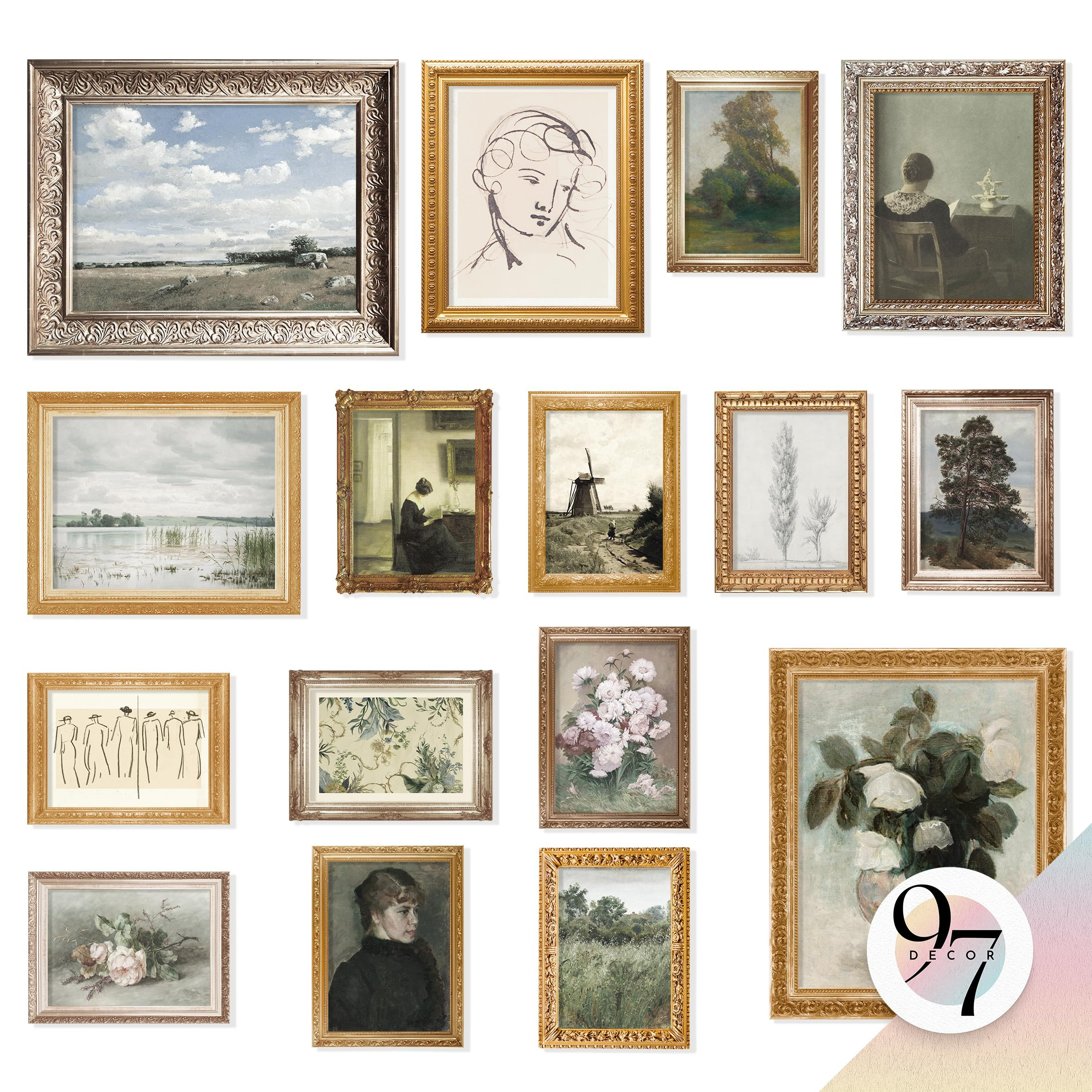 97 Decor LARGE 11x14 Vintage Wall Art Prints - Large Vintage Pictures Wall Decor, Farmhouse Frenc... | Amazon (US)