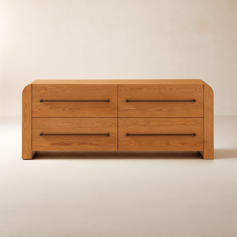 Sutton 69" White Oak Wood 4-Drawer Dresser + Reviews | CB2 | CB2
