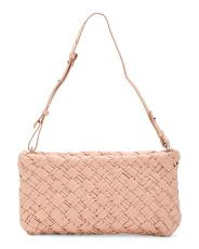 Leather Whitley Hand Woven Clutch With Shoulder Strap | TJ Maxx