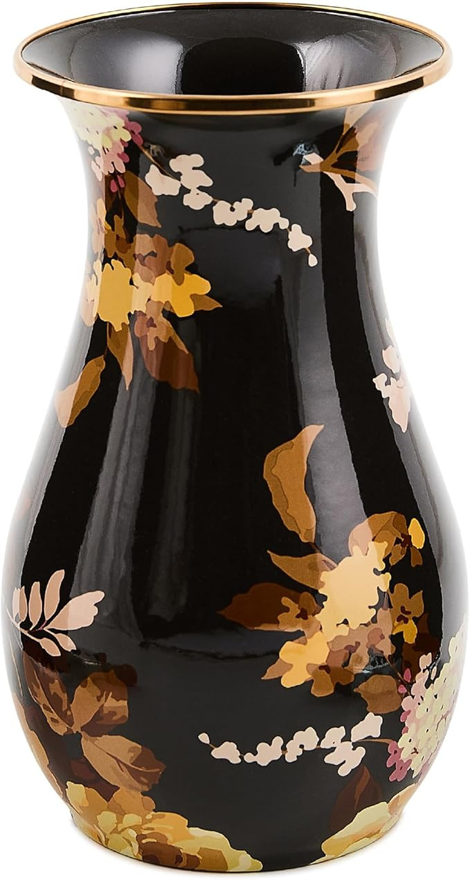 MACKENZIE-CHILDS Tall Enamel Vase, Unique Flower-Vase Decor for Living Room, Wild Rose Brown | Amazon (US)