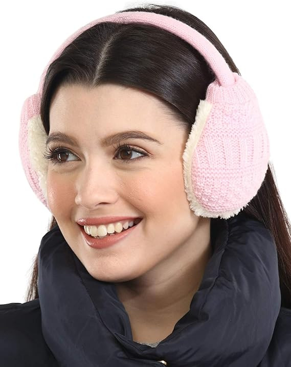 Ear Muffs for Women - Winter Ear Warmers - Soft & Warm Cable Knit Furry Fleece Earmuffs - Ear Cov... | Amazon (US)