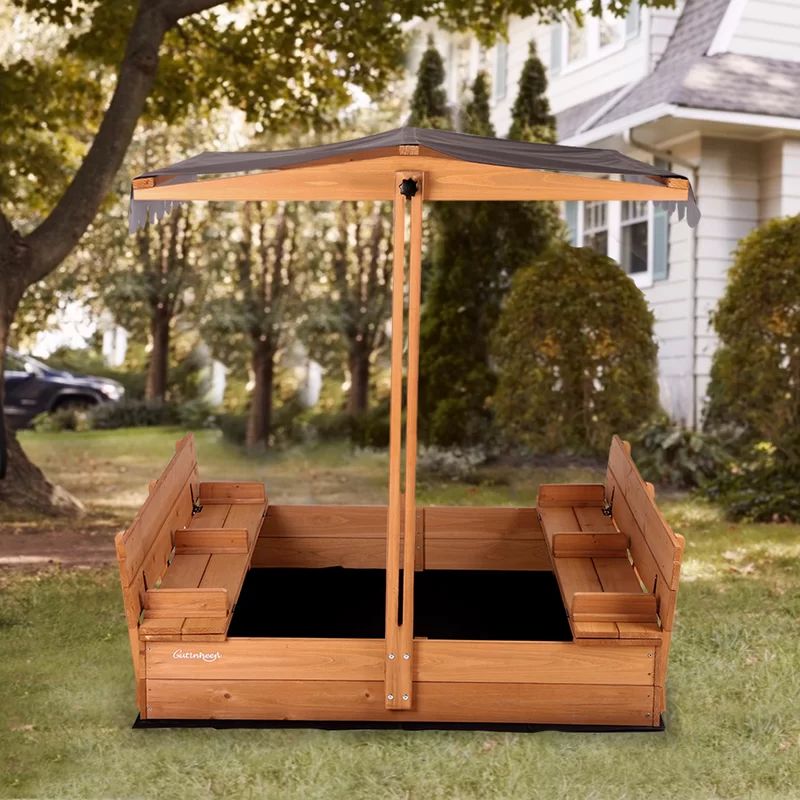 47" x 52" Solid Wood Square Sandbox With Cover | Wayfair North America