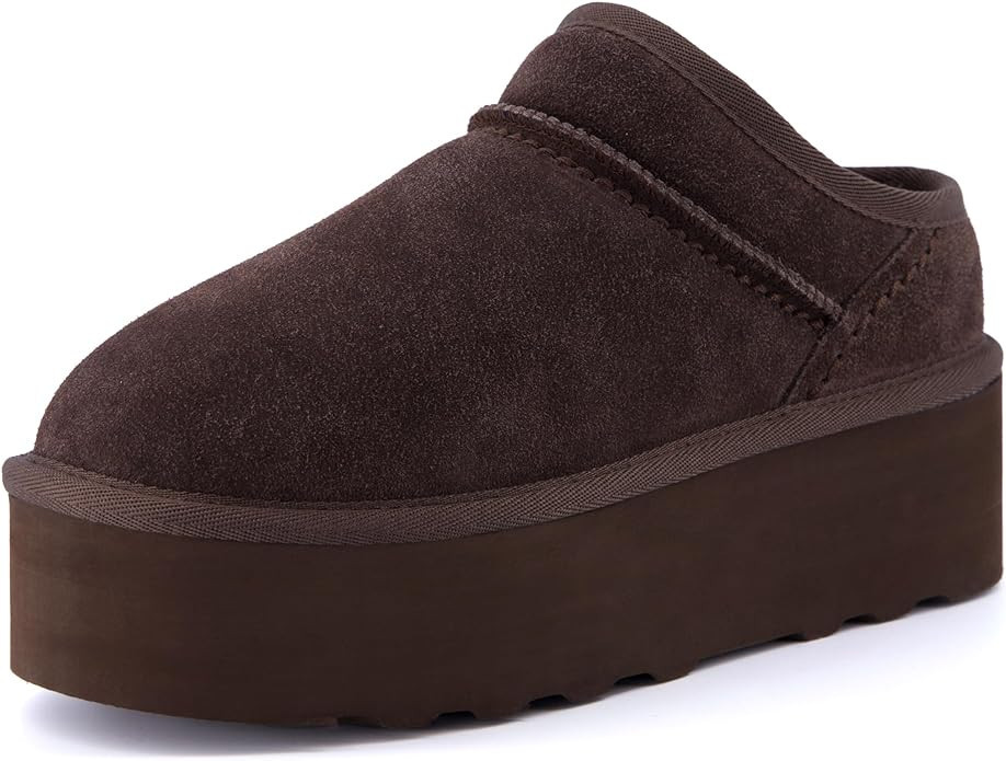 CUSHIONAIRE Women's Huggy Genuine Suede Cozy Mule Platform +Memory Foam, Wide Widths Available | Amazon (US)