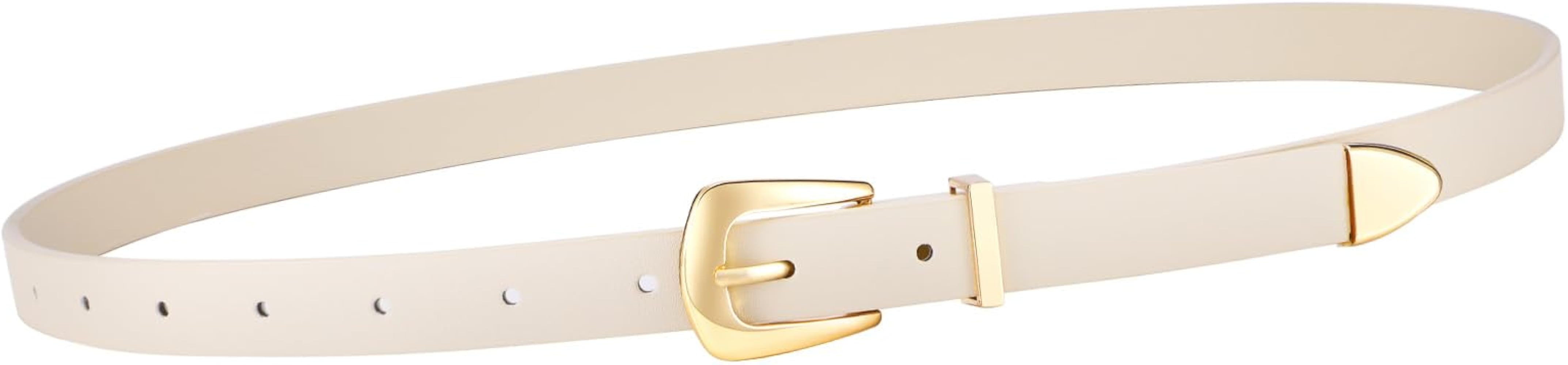 VONMELLI Women Skinny Leather Belt for Jeans Dress Thin Waist Belt Ladies Belt with Gold/Sliver B... | Amazon (US)