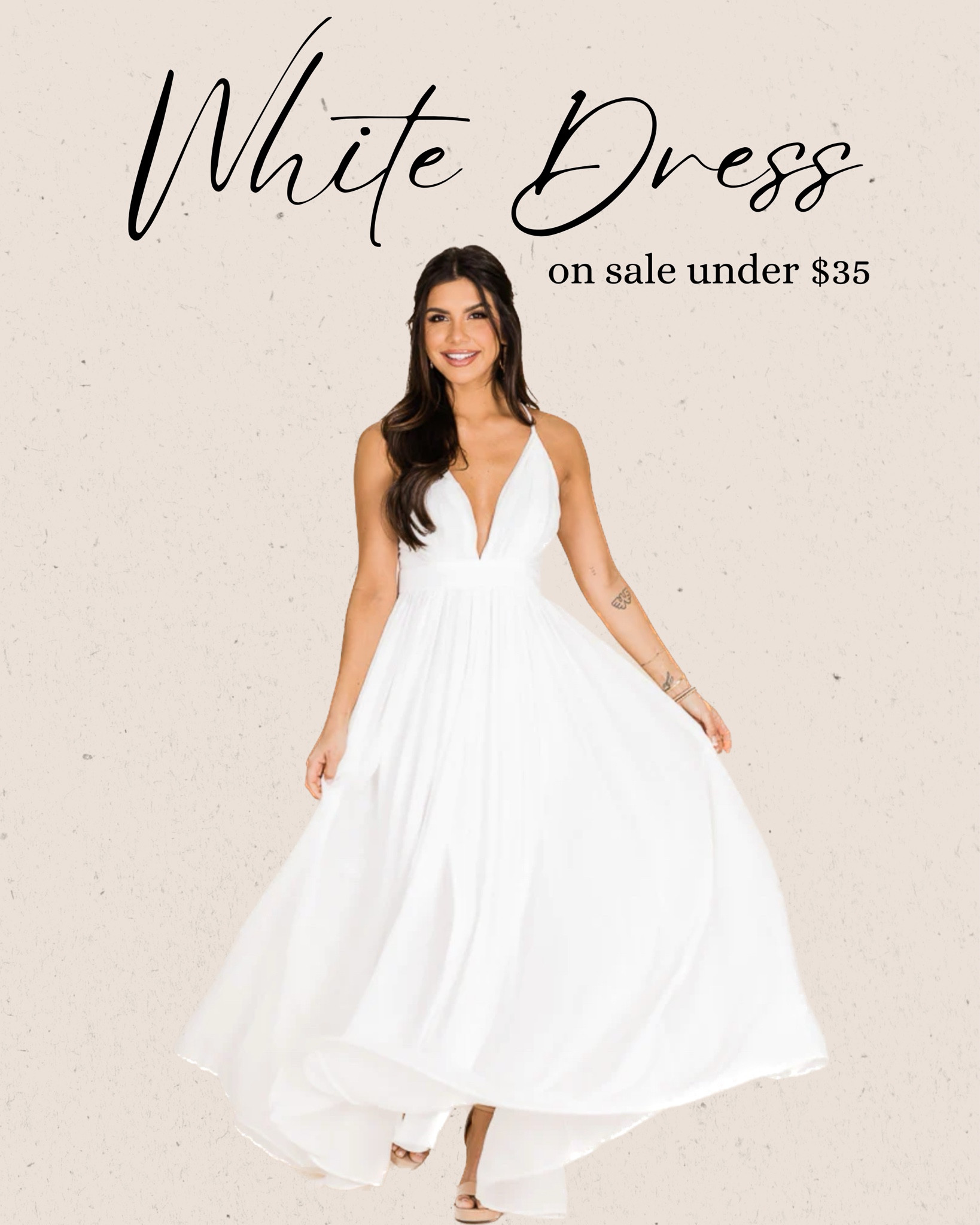 Gorgeous flowy white dress maxi length perfect for brides, a vacation outfit, or anything else you want to get dolled up for. On sale under $50.

#LTKwedding #LTKtravel #LTKunder50