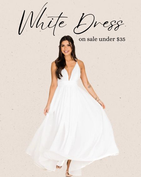 Gorgeous flowy white dress maxi length perfect for brides, a vacation outfit, or anything else you want to get dolled up for. On sale under $50.

#LTKwedding #LTKtravel #LTKunder50