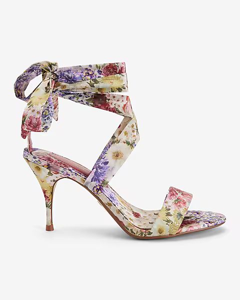 Floral Lace Up Heeled Sandals | Express