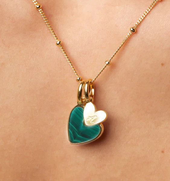 Malachite Heart Initial Necklace | Rellery