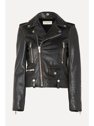 Saint Laurent - Perfecto Distressed Leather Biker Jacket - Black | NET-A-PORTER (UK & EU)