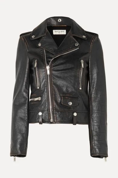 Saint Laurent - Perfecto Distressed Leather Biker Jacket - Black | NET-A-PORTER (UK & EU)