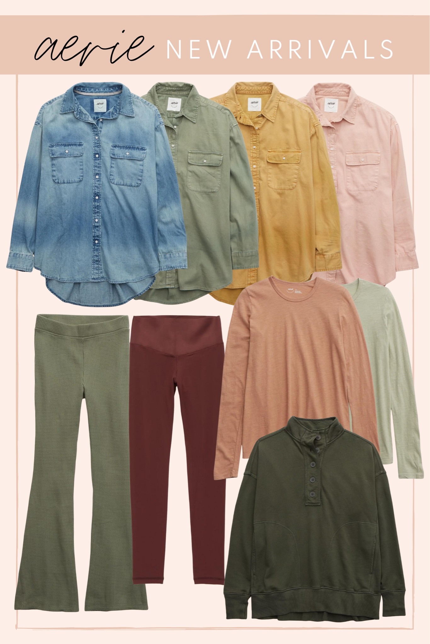 New arrivals from Aerie 25% off, shacket, denim button up, denim shirt, fall outfits

#LTKSale #LTKsalealert #LTKunder50