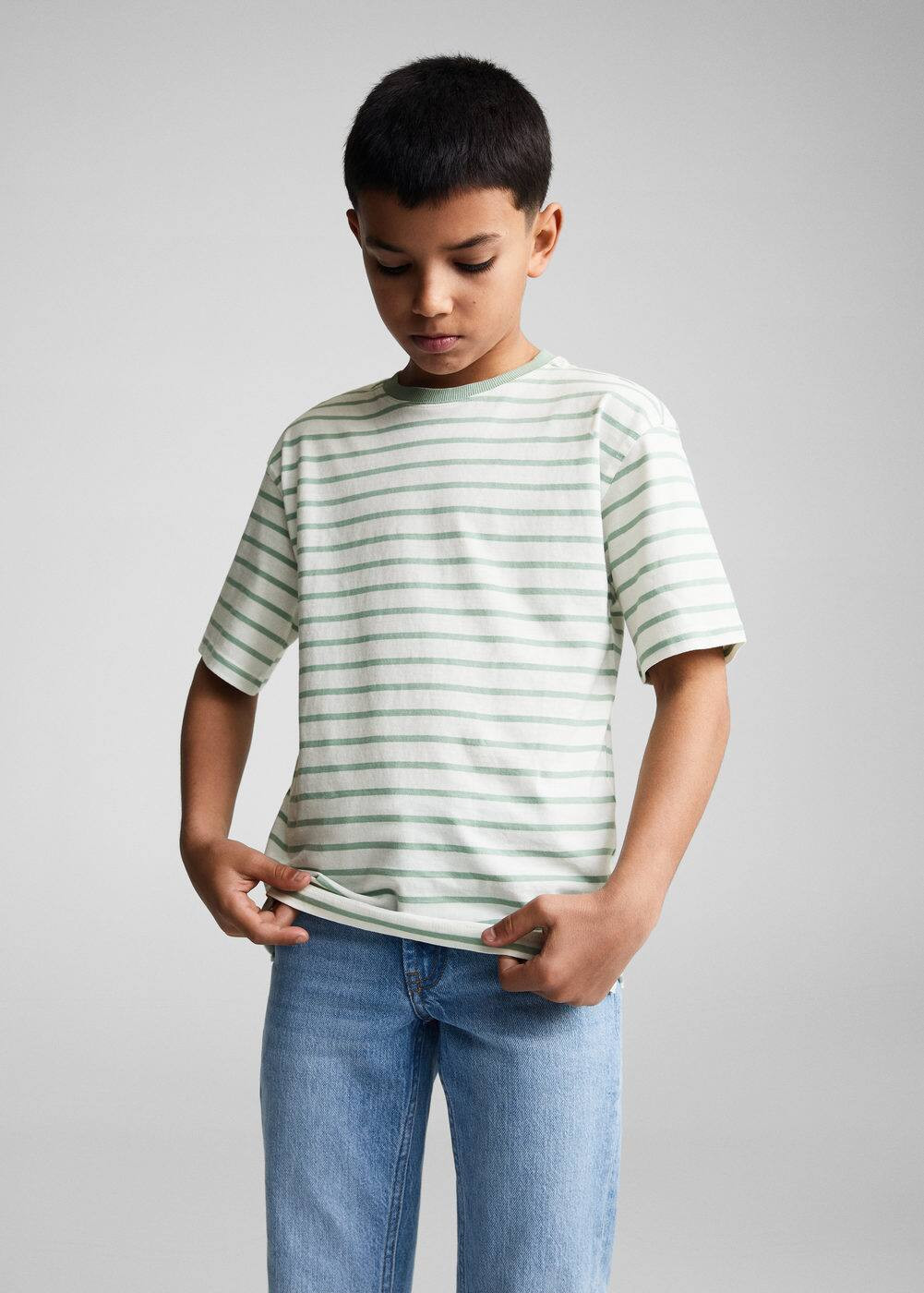 Striped cotton t-shirt -  Girls | Mango Kids USA | MANGO (US)