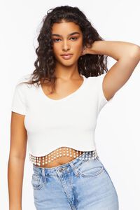 Faux Pearl-Trim Crop Top | Forever 21 (US)