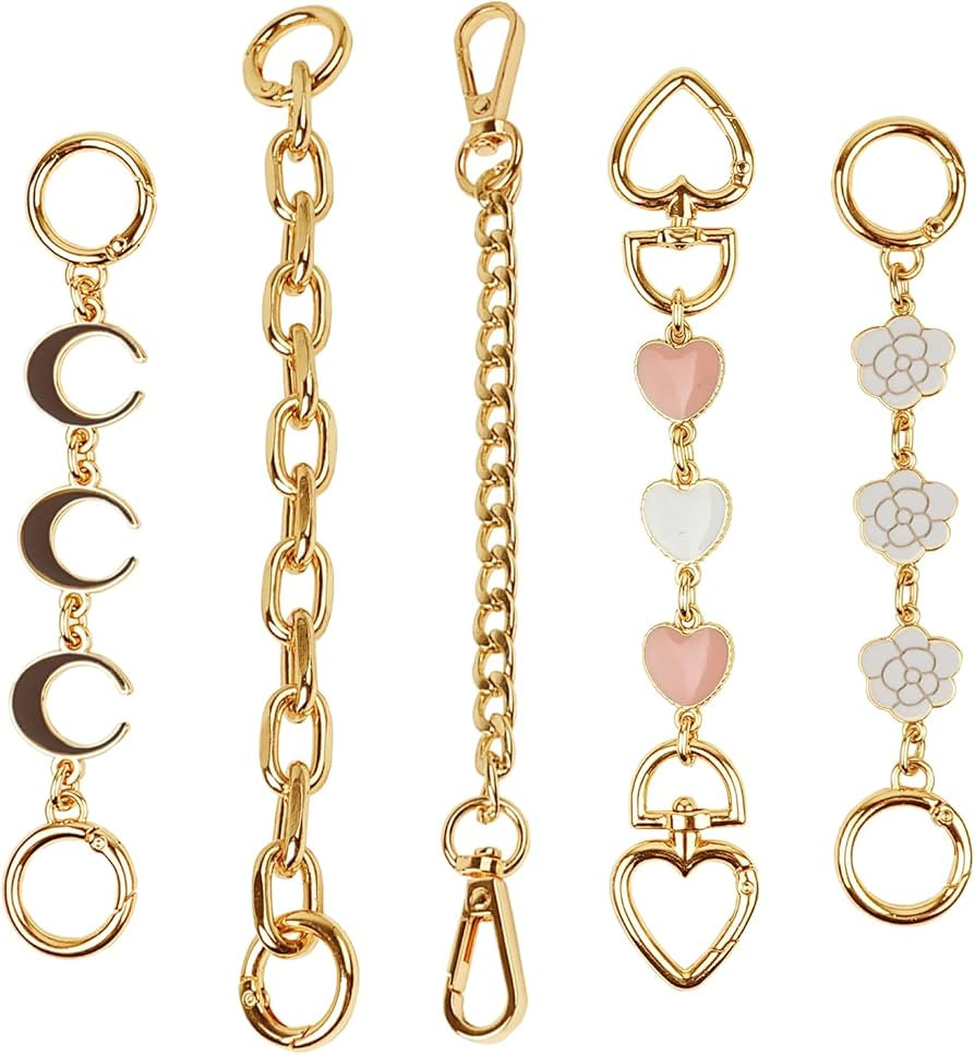 WOVTE 5Pcs Bag Extender Chain Purse Strap Extender Golden Bag Strap for Handbags Replacement Bag ... | Amazon (US)