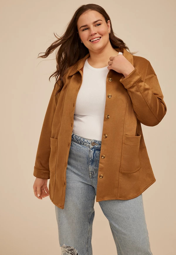 Plus Size Faux Suede Shacket | Maurices