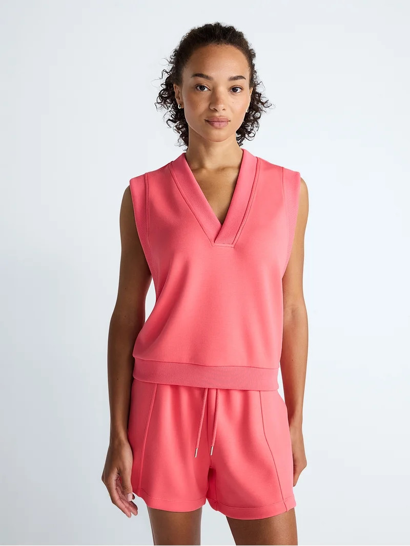 Scoop Women's Scubaknit Sleeveless Deep V-Neck Top, Sizes XS-XXL | Walmart (US)