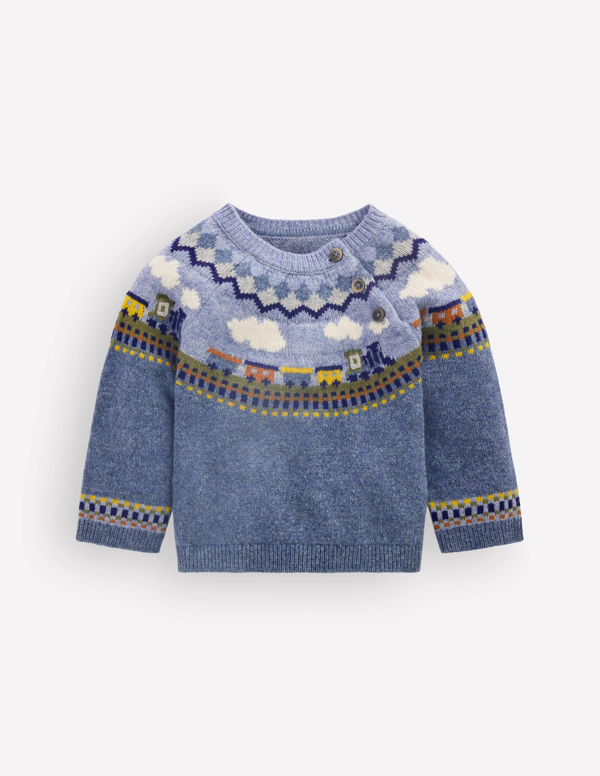 Fair isle Sweater-Glacier Blue Marl Train | Boden (US)