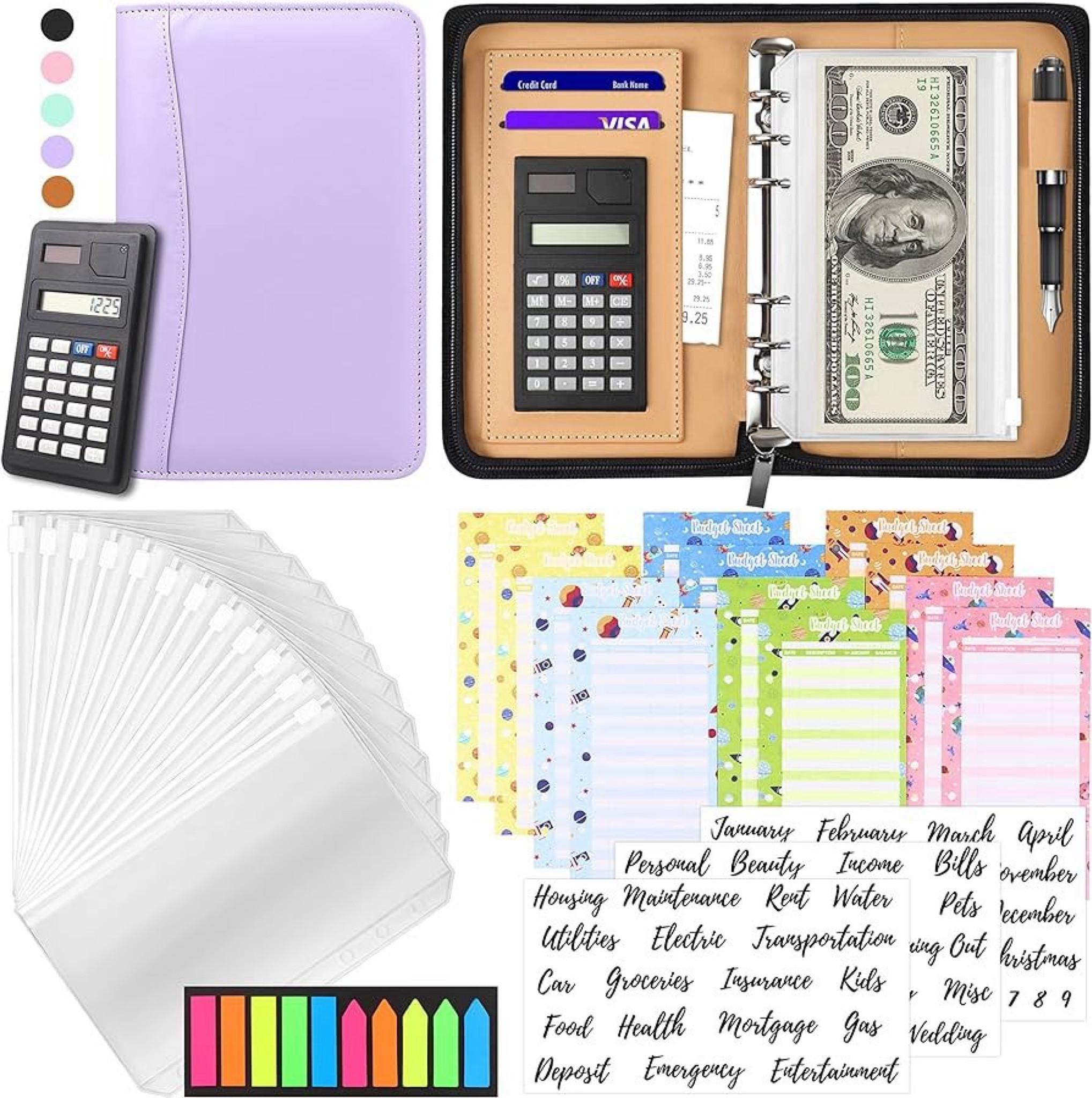 Budget Binder with Zipper Envelopes, Cash Envelopes for Budgeting, A6 PU Leather Budget Planner 2024 with Cash Envelopes Calculator, Bill Money Organizer for Cash Saving Budget System Wallet

#LTKHome #LTKU #LTKFindsUnder50