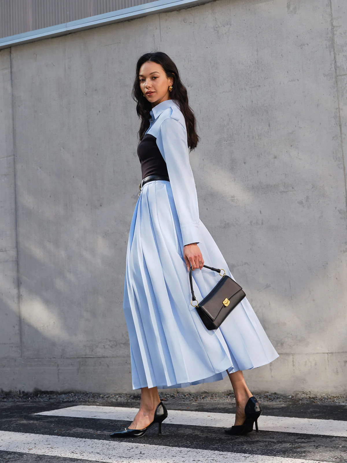 Minimalist Pleated Skirt Without Belt | Commense