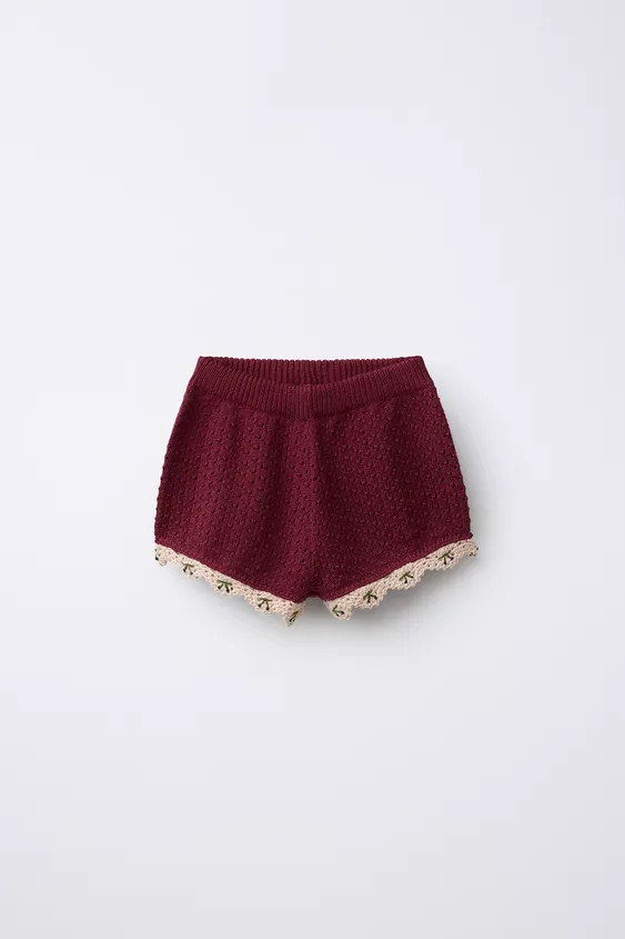KNIT BERMUDA SHORTS WITH CROCHET DETAIL | Zara UK