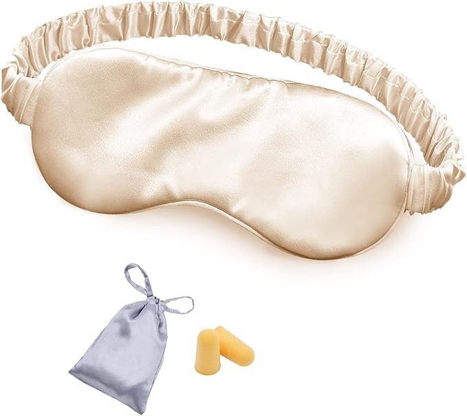 Silk Sleep Mask Eye Mask Blindfold with Double Layer Silk Filling and Elastic Strap for Full Nigh... | Amazon (US)