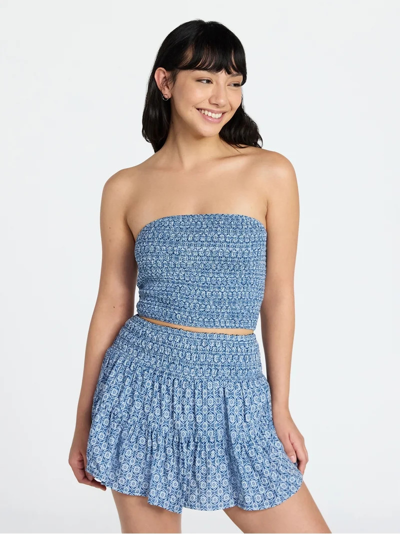 No Boundaries Strapless Top and Skirt Set, 2-Piece, Women's XXS-XXL - Walmart.com | Walmart (US)