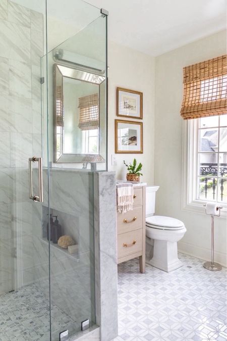 Our bright and airy bathroom makeover with neutral tile, vintage art, faux plant, neutral vanity, gold mirror, and bathroom storage!

bathroom decor, bathroom remodel, guest bathroom refresh, home depot remodel

#LTKhome #LTKMostLoved