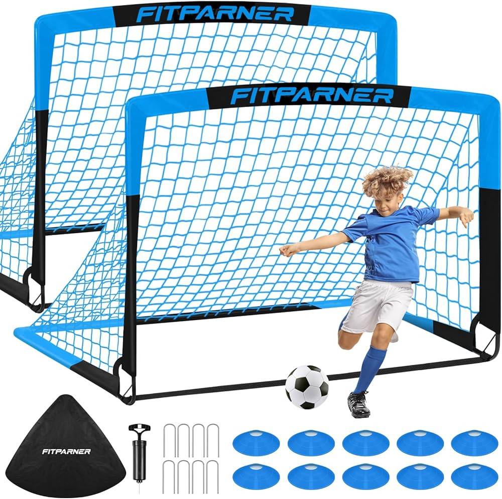 Kids Soccer Goals for Backyard Set - 2 Pack of Portable Pop Up Soccer Nets with Ball,Cones,Comple... | Amazon (US)