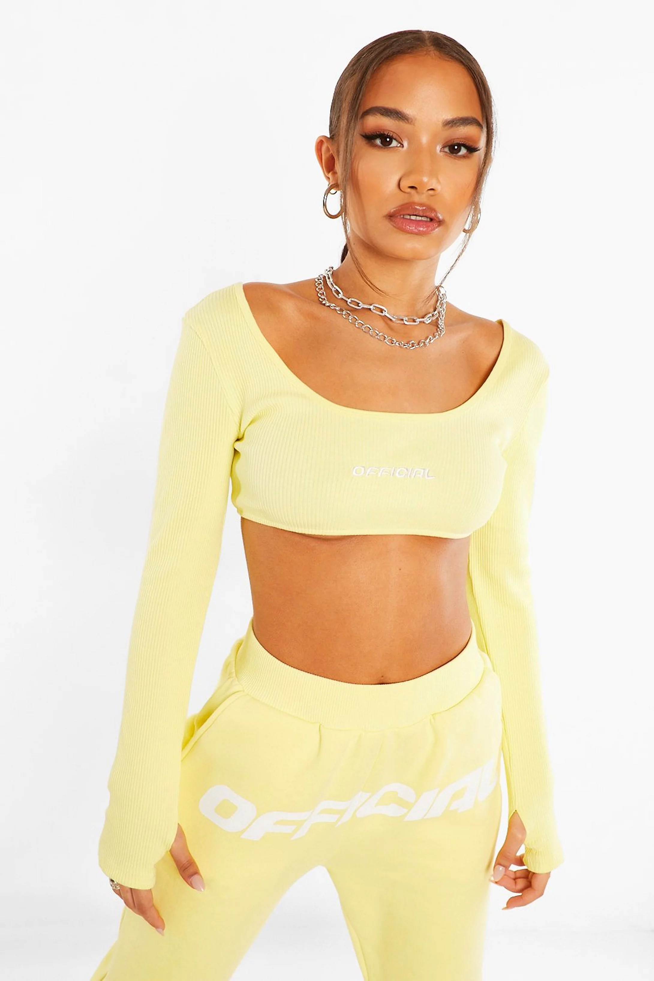 Official Long Sleeve Crop Top | Boohoo.com (US & CA)