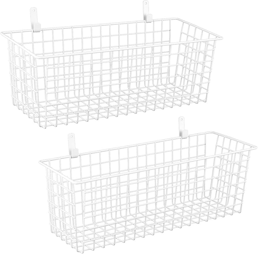 KINLINK [Extra Large] Wire Baskets, Wire Storage Baskets Durable Wire Baskets for Storage Wall Mo... | Amazon (US)