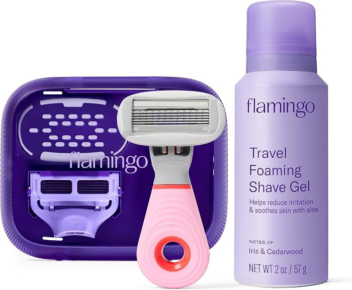 Flamingo Travel Razor Kit for Women - Body & Pubic Razor - Mini Handle, 2 Blade Refills, 1 Travel... | Amazon (US)