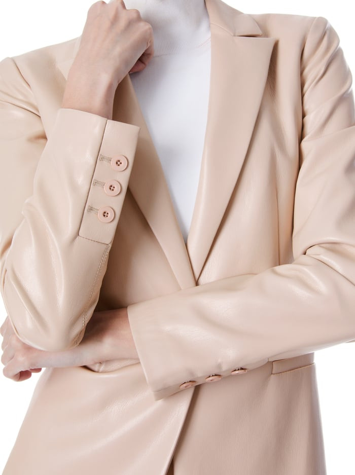 BREANN VEGAN LEATHER FITTED BLAZER | Alice + Olivia