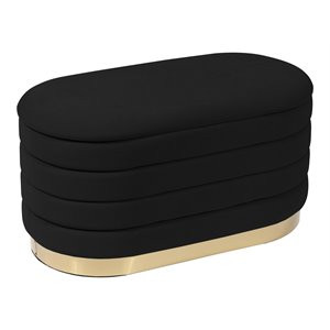 TOV Furniture Lillian 16.5"H Transitional Velvet Storage Bench in Black | Cymax