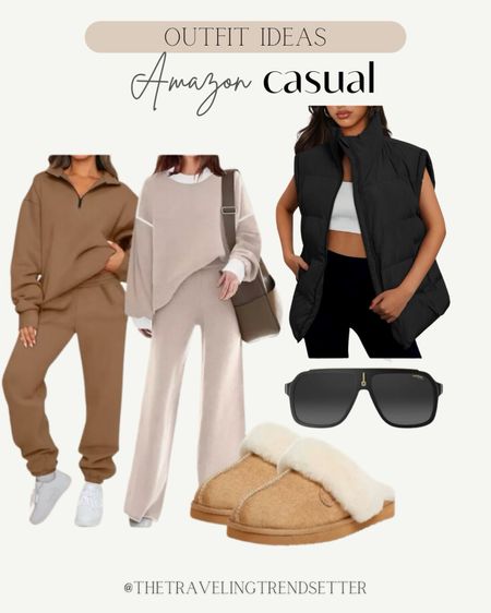 Outfit, ideas, Amazon, casual outfit, sunglasses, puffer, vest, lounge sets, lounge wear, to be sets, at leisure wear, at leisure, leisure wear, slippers, UGG, look-alike, designer, inspired, look for less, viral Amazon, women’s fashion finds 

#LTKSeasonal #LTKfamily #LTKover40