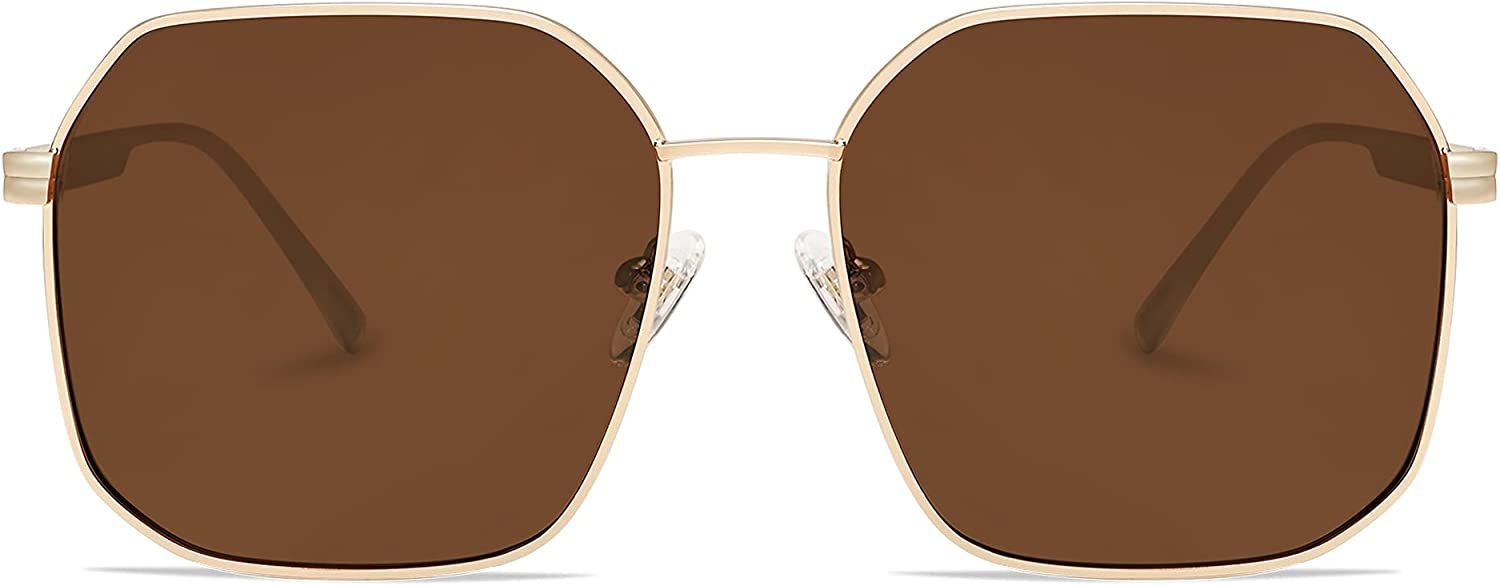 SOJOS Retro Square Polarized Sunglasses for Women Vintage Square Shades UV400 Large Metal Frame R... | Amazon (US)