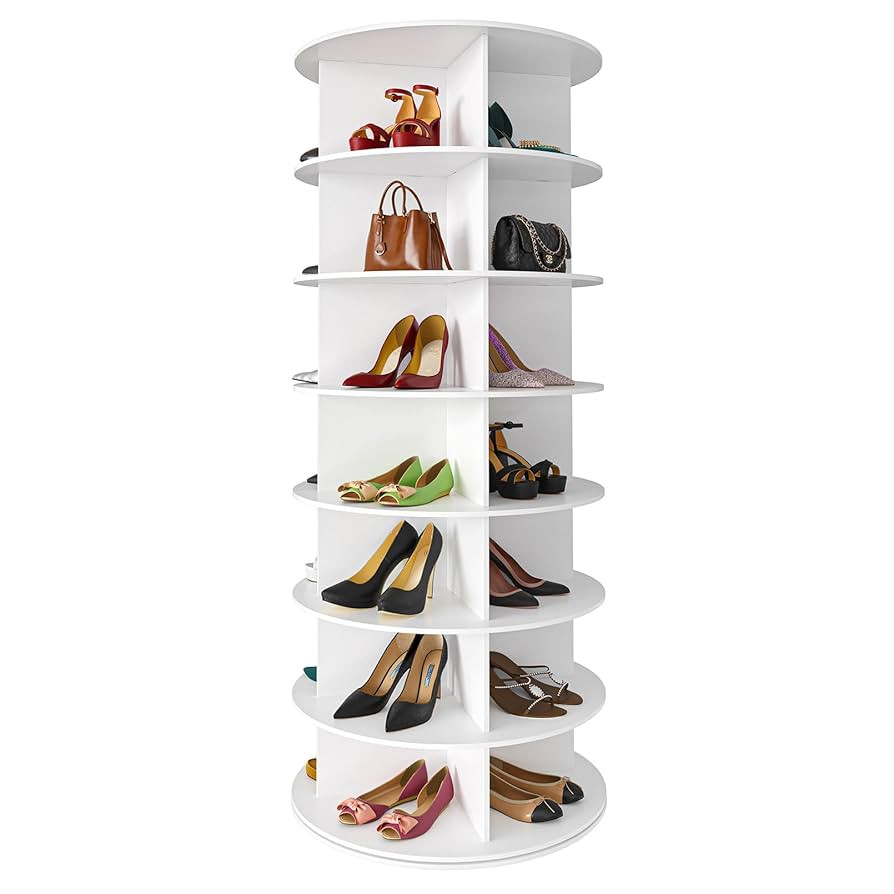 SpaceAid 7 Tier Rotating Shoe Rack Tower, Spinning Shoe Display Lazy Susan, Revolving 360 Shoe Ra... | Amazon (US)