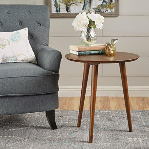 Evangeline Finished Wood End Table w/Faux Wood Overlay (Natural Walnut) | Amazon (US)