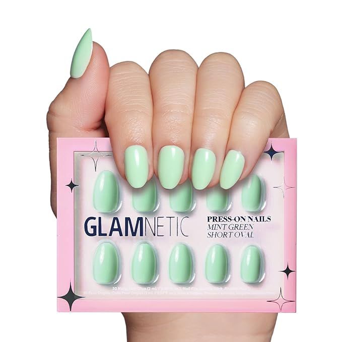 Glamnetic Press On Nails - Mint Green | Solid Opaque Pastel Green Short Oval Nails, Reusable | 15... | Amazon (US)