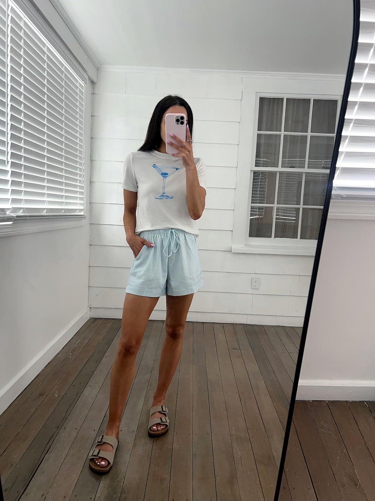 Summer outfit- shorts in XS, top in S, sandals true to size!
Crop t-shirt/linen shorts.  

 #LTKSeasonal #LTKPetite #LTKFindsUnder50