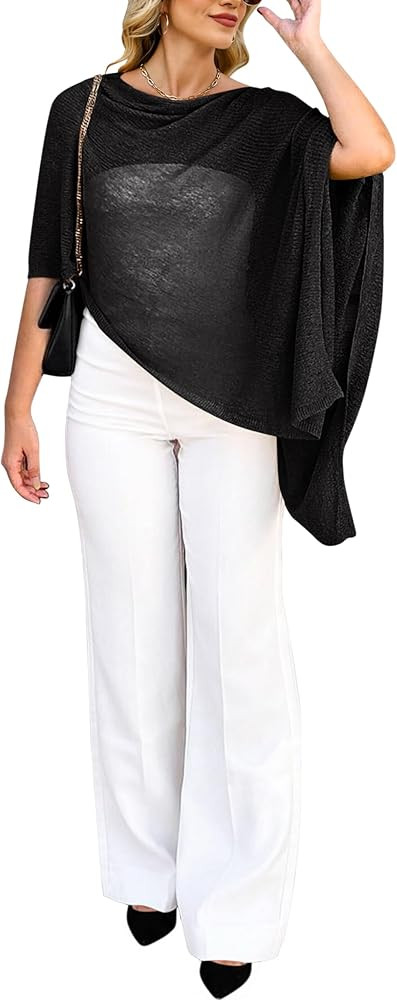 Bsubseach Shrug Sheer Poncho Shawl Crochet Swimsuit Cover Up Off the Shoulder Tops for Women Cari... | Amazon (US)