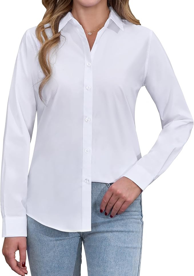 siliteelon Button Down Shirts Dress Shirts for Women Long Sleeve Womens Work Shirts Regular Fit C... | Amazon (US)